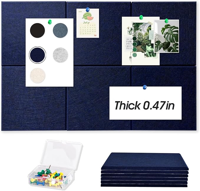Thick Cork Board Tiles for Wall with Push Pins, Removable 36"x24"x0.47" Bulletin Board Sets, Self-Adhesive Pin Board | Magrowill 6 Packs Felt Panels for Office Home Classroom Dorm