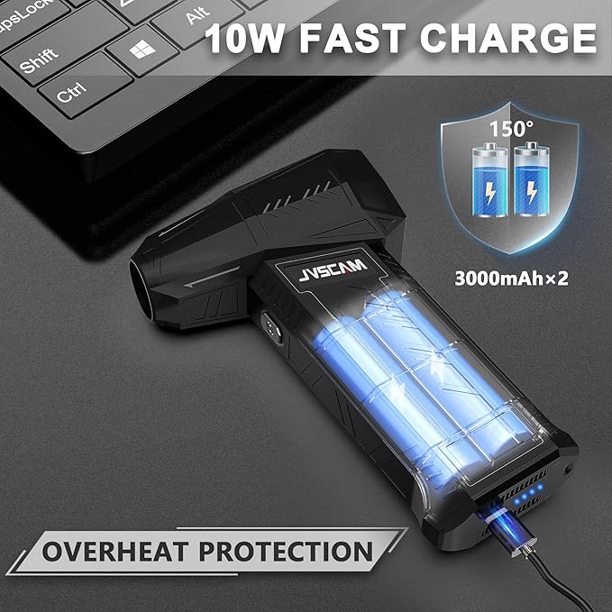 Compressed Air Duster - 180,000 RPM Electric Air Duster - with Brushless Motor, 3-Gear Adjustable Air Duster - for Keyboard, PC, Car, Air Bed, and Home Cleaning (X11)
