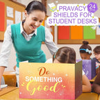 Honoson 24 Pcs Bulk Inspirational Privacy Folders for Students Cardboard Test Privacy Boards Motivational Words Desk Dividers Shield for Classroom School Study Supplies, 6 Styles(Watercolor)