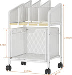 Tiaoheka Rolling File Cabinet with Adjustable Dividers, Mobile Filing Cabinet with Storage Drawer on Lockable Wheels, Hanging File Organizer Beside Under Desk for Office, Home, White（Patent Pending）