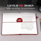 CAGIE Lined Journal for Women Men, Tree Growth Ring Leather Bound Journal Notebook, 256 Pages 100 GSM Journals for Writing, A5 Hardcover Journaling Notebooks for Work, Note Taking (Red