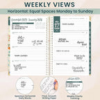 bloom daily planners HARDCOVER 2026 Planner (January to December) - A5 Task Goal Organizer - Monthly & Weekly Inspirational Agenda Book - 5.5" x 8.25" - Garden Party, Beige
