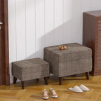 FAGAGA Foot Rests with Adjustable Cover, BOGO, Storage Ottoman Dorm, Footstool and Sitting Stool, Ottoman Foot Stool Set for Living Room, Bedroom, Dorm, Brown