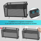 SUPEASY Magnetic File Holder, 6 Pack File Folder Organizer, Wall File Organizer, No Drilling Paper Document Holder & Binder Holder for Home / Office (with Label Panel, 14 * Adhesive Wall Hook)