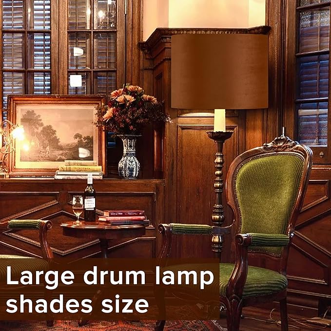 GO&SO Large Lampshades Replacement,Burnt Orange Velvet Drum Lamp Shades Set of 2-16" Top x 16" Bottom x 12" High(Spider)- Modern Fabric Lampshade for Table Lamp,Floor Lamps -Assembly Require