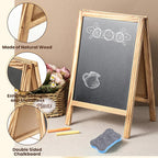 Henoyso 2 Pcs 16" x 10" Small Chalkboard Easel Tabletop Chalkboard Signs Menu Wooden A Frame Sandwich Board for Table, Double Sided with 2 Erasers for Bar Parties Display Home Decor(Brown)