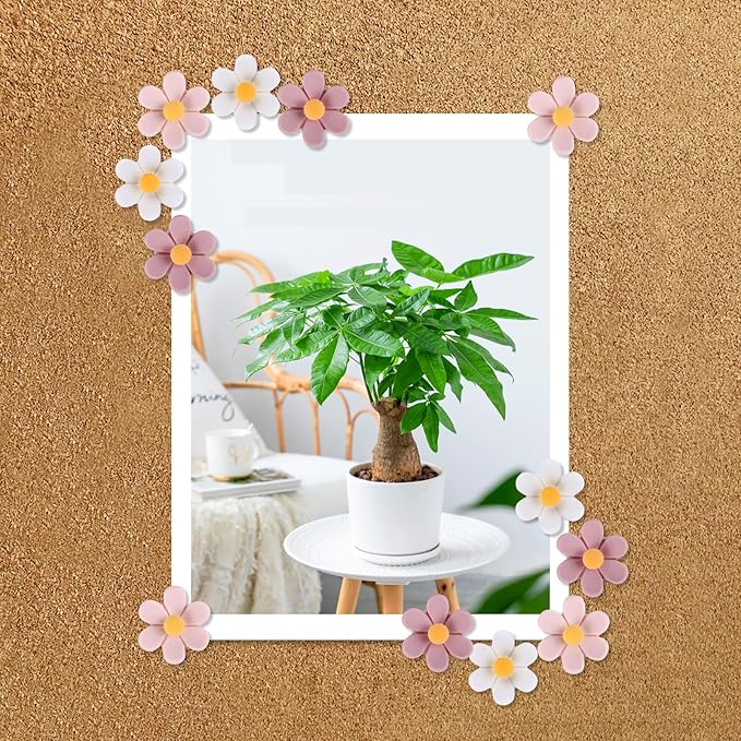 wusuowea Flower Push Pins, 30pcs Pins for Cork Board Pink Decorative Thumb Tacks Cute Fun Photo Wall, Feature Map, Bulletin Board, Office or Home