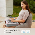 HUANUO Lap Laptop Desk - Portable Lap Desk with Pillow Cushion, Fits up to 15.6 inch Laptop, with Anti-Slip Strip & Storage Function for Home Office Students Use as Computer Laptop Stand - Pink