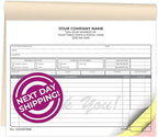 Custom 8.5" x 7" Carbonless NCR Books in 3-Part Triplicate Invoices, Receipts, Work Orders, Sales Orders, Purchase Orders, Estimates, Quote Forms with Your Company/Business Name (66 Sets)