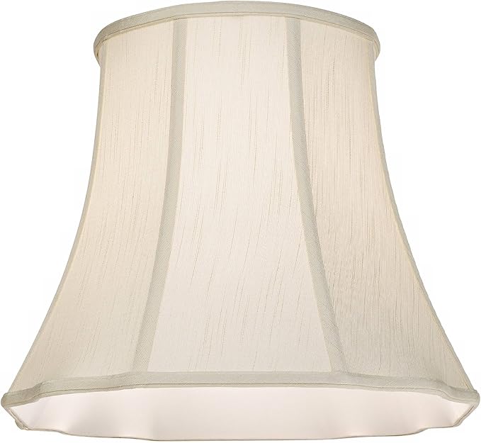 Creme Large Bell Cut Corner Lamp Shade 10" Top x 16" Bottom x 14" Slant x 13.5" High (Spider) Replacement with Harp and Finial - Springcrest