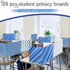 SATINIOR 24 Pcs Desk Dividers for Students, 12 Colors Testing Dividers Privacy Folders for Classroom Must Have Bulk, Study Panel for School Teacher Student Study Supplies(Stripe Style)