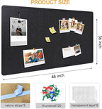 Yunihome Large Bulletin Board - Foldable 36x48 Inches Cork Board Alternative with 20 Push Pins, 3' x 4' Self-Adhesive Felt Bulletin Board for Wall, Home Office Classroom Decor