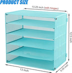 EASEPRES 5 Slot Mesh Desk Organizer Tray, File Paper Letter Folder Holder Desktop Paper Sorter Mail Organization Rack Storage Accessories, for Office Home School Classroom, Blue