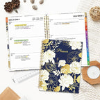 SUNEE 2026 Weekly and Monthly Planner - from January 2026 - December 2026, Daily Agenda Planner with Monthly Tab, Flexible Cover, Note Pages, Pockets, Bookmark, Spiral Binding, Vintage Floral, 8.5"x11"