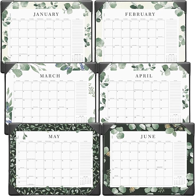 Cabbrix Desk Calendar 2026 with Desktop Mat, 2026 Desk Calendar January 2026 to December 2026, 15" x 12" Flat Monthly Desktop Calendar for Home Office School Planing, Greenery