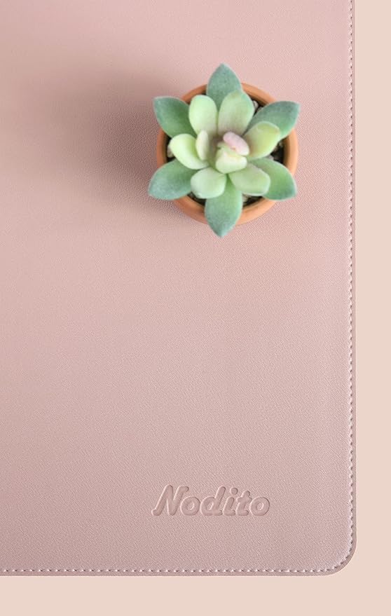 NODITO Dual-Sided Leather Desk Pad,Blotter for Laptop Computer,Mouse Pad,Writing,Drawing,Arts and Craft Mat (17"x24", Pink/Silver)