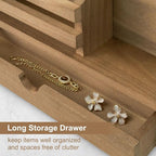 Lucundm Key Holder Wall Mount, Mail Holder with Storage Drawer and 5 Key Hooks for Coat, Dog Leash, Home Decor Rack, House Accessories, Entry Way Organizer (Light Brown)