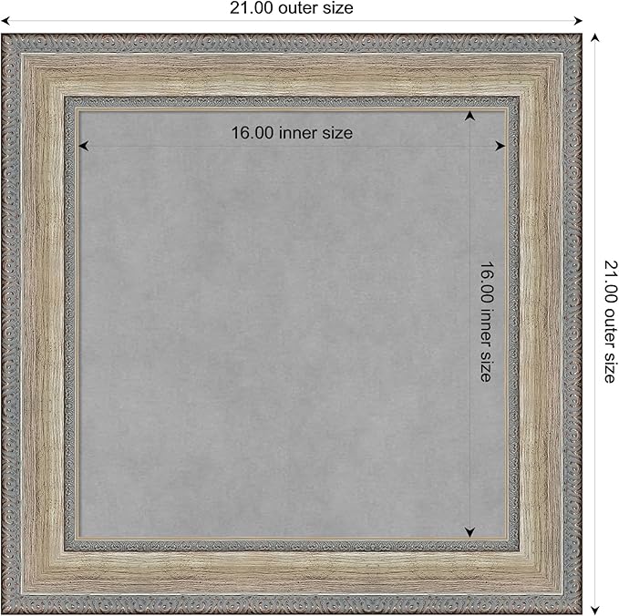 Amanti Art Silver Framed Magnetic Board 21x21 Small Vision Board for use with Magnets, 100% Metal Sheet to Display Items as Office Decor or for Home Organization in mudroom, Kitchen or Kids Room