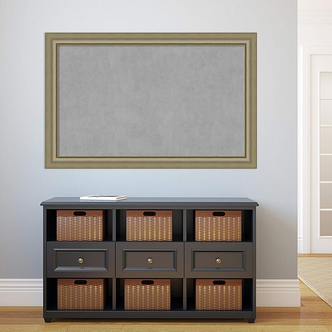 Amanti Art Silver Framed Magnetic Board 29x45 Large Vision Board for use with Magnets, 100% Metal Sheet to Display Items as Office Decor or for Home Organization in mudroom, Kitchen or Kids Room