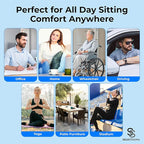 SelectSoma Double-Thick Gel Seat Cushion for Long Sitting Pressure Relief for Back, Sciatica, Coccyx, Tailbone Pain - Cushion for Office Chair, Wheelchair, Car & Truck, Patio Chairs - Egg Seat Pad