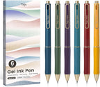 Taja Gel Pens, 6 Pcs Quick Dry Black Gel Ink Pens, 0.5mm Fine Point Smooth Writing Pens for Journaling and Note Taking, Cute Aesthetic Pens for Women & Men-Vintage