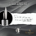 Scriveiner Silver Chrome Fountain Pen (Medium), Award Winning Luxury Pen, Heavy Pocket Pen, Chrome Finish, Schmidt Nib, Converter, Best EDC Writing Pen Gift Set for Men & Women, Nice Office Fancy Pen