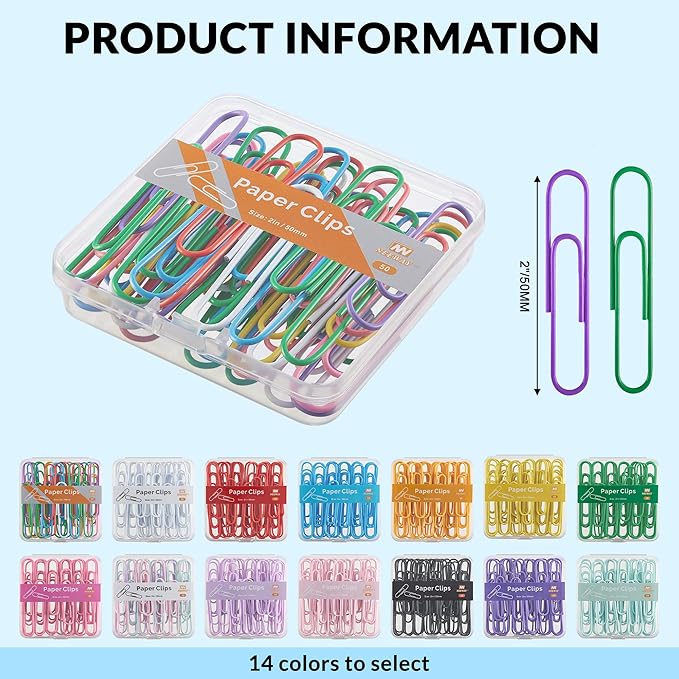 NEEWAY Colorful Large Paper Clips, 2 Inch Jumbo Paper Clips, 150 Count, 3 Pack of 50 (Multicolor)