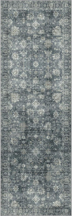 GENIMO Runner Rug 2'6''x8 Non Slip Machine Washable Vintage Hallway Runner Rug, Low Pile Lightweight Rugs for Entryway, Hallway, Kitchen and Corridor, Ashen Taupe