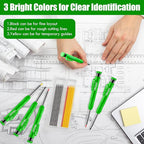 Hiboom 6 Pack Solid Carpenter Pencils Mechanical Construction Pencils with 72 Pcs 2.8 mm Lead Refills Pencil Cap Built In Sharpener Woodworking Marking Tools for Architect Long Nosed Deep Hole Scribe
