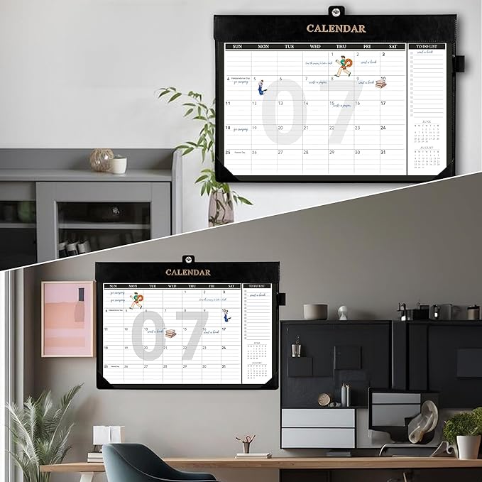 Yoment Desk Calendar 2026-2027, Jan 2026-Dec 2027, Large Desk Calendar with To-Do Lists, 24 Months Leather Desk Pad Wall Calendar with PVC Cover for Work Office School Home Women Men, 17 x 12, Black