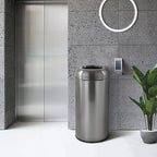 Dyna-Living Stainless Steel Trash Can Outdoor Large Garbage Can with Lid Open Top Trash Bin Commercial Big Kitchen Garbage Bin Industrial Metal Trash Enclosure (Black)