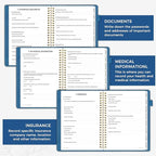 SUNEE End of Life Planner - I‘m Dead Now What Planner, Large Print Spiral-Bound Estate Organizer with Tabs for Seniors & Family. Covers Final Wishes, Passwords & Funeral Planning.A5 (6.4”x8.5“), Blue