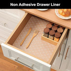 Cooyes Shelf Liner – Premium Non-Adhesive Cabinet & Drawer Liner for Kitchen – Waterproof Shelf Paper with Modern Pattern – Durable EVA Cabinet Mat – Easy to Cut （24" W x 240" L）