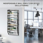 EasyPAG Wall File Organizer for Office 14 Pocket Mesh Wall Mounted Paper Organizer Hanging Folder Holder with Nametag Label for Home School, Black