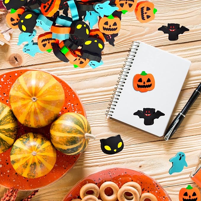 Halloween Mini Erasers for Kids - 4 Styles Cute Pumpkin Ghost Bat Erasers, Trick or Treat Party Favors, Goody Bag Filler 48pcs, Decorations