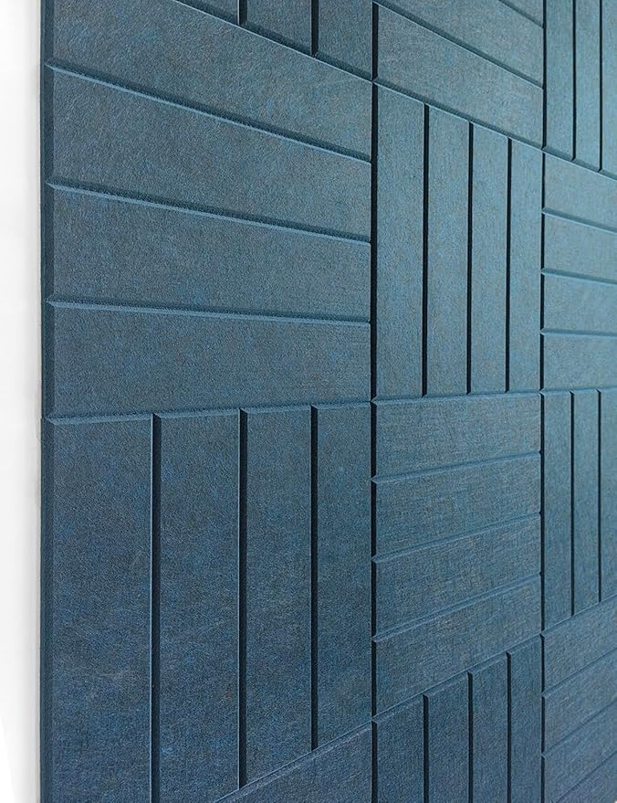 DECORITA Felt Bulletin Board Tiles | Modern Cork Board Alternative | Large Cork Boards for Walls | Aesthetic Felt Wall Panels for Office & Home Decor | Pinboard & Photo Board (12-Pack) | Prussian Blue