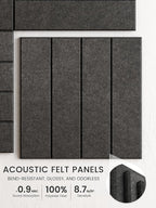 Bumusty Large Cork Board Alternative-36 x24 Felt Bulletin Board Tiles, with 30 Pushpins, 40 Adhesive Tabs, 6-Pack Slat Wall Paneling, Cork Boards for Office Push Pin Board Felt Board-Charcoal Gray