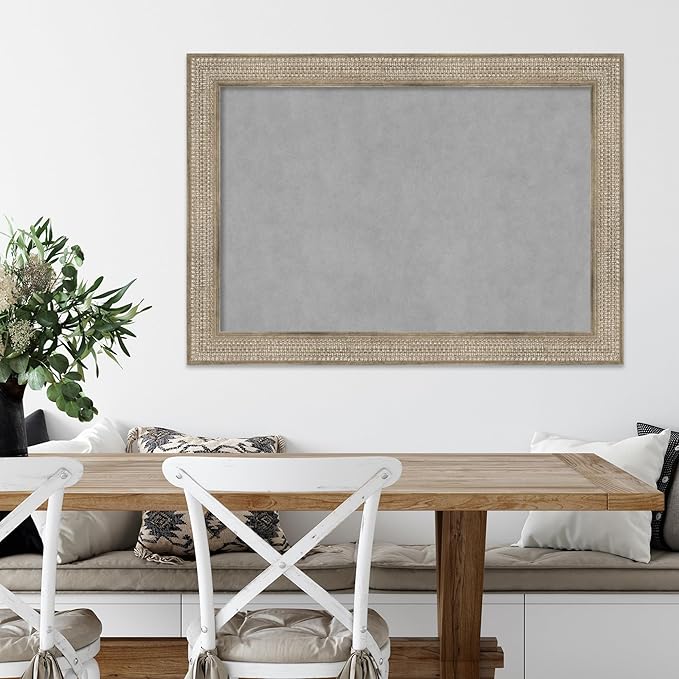 Amanti Art Silver Framed Magnetic Board 30x42 Large Vision Board for use with Magnets, 100% Metal Sheet to Display Items as Office Decor or for Home Organization in mudroom, Kitchen or Kids Room