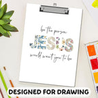 APIILVPQ Bible Clipboard，Jesus Clipboards with Low Profile Clip for Office School Use, Floral Wooden Clip Boards for Nurses Teachers Students - B10