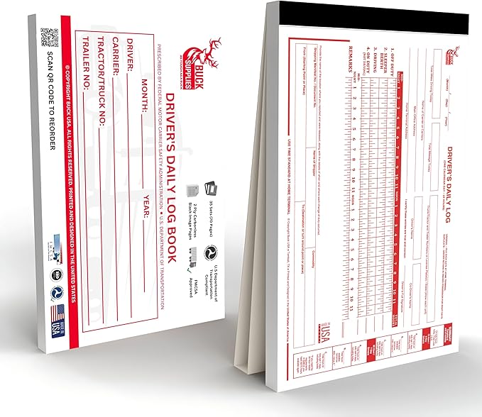 10 Pack Driver Daily Log Books for Truck Drivers with 7 & 8 Day Recap - 35 Sets of Forms Per Log Book, 2-Ply Carbonless, 5.5" x 8.5", DOT Log Book for Truck Drivers, FMCSA Compliant, Easy Tear-Out