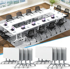 Conference Table,55.1''Folding Conference Room Table for 4-12 People,Mobile Flip Top MeetingTraining Table with Different Coulor and Styles for Offices, Classrooms,Meeting Room (8, 70.8''A)