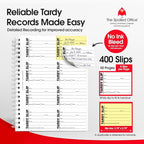 The Spoiled Office Tardy Slip Book with Carbonless Duplicates 400 Pcs - 2 3/4"x3 3/4"- Easy Tracking Log Book for School Carbon Copy, School Supplies, Office Supplies for Desk, Spiral Bound