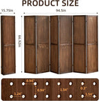 Aleesing 6 Panel Pegboard Display with 24 Hooks,Partition Room dividers, Wooden Room Divider Wall and Folding Privacy Screens, Pegboard Room Divider, Bedroom, Balcony, Dark Brown
