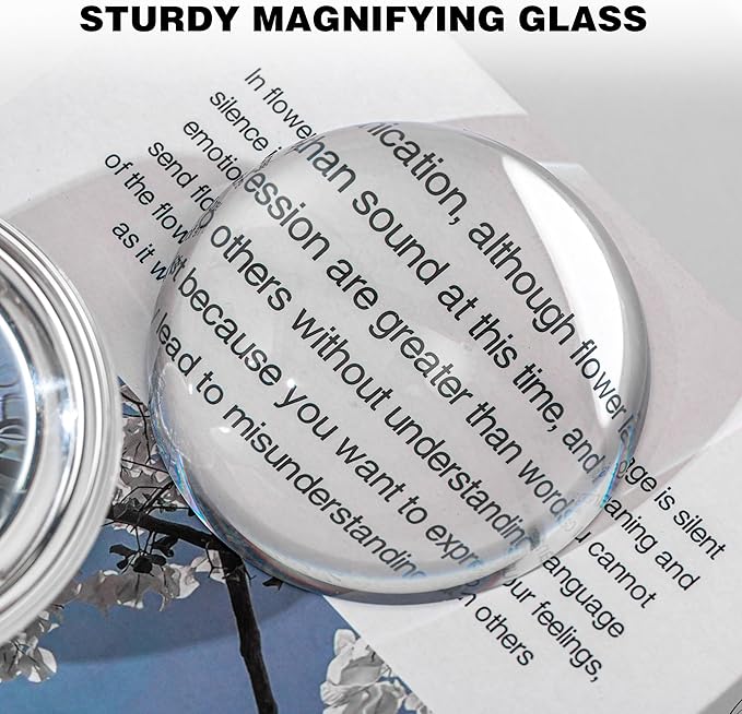 2Pcs 3.1inch Crystal Dome Magnifying Paperweight, Clear Distortion-Free Optics Convex Lens Set for Physics Classroom Home Decor, Paper Weights for Outdoor Events
