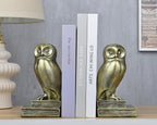 Kakizzy Vintage Gold Owl Bookends,Resin Animal Decorative Book Ends for Shelves,Book Holder with Anti-Slip Base,Luxurious Bird Bookends for Kids Rooms Office Home Decor,Unique Book Lover Gift