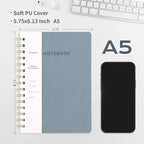 Spiral Notebook-5.75" x 8.125" College Ruled Journal with Inner Pockets and 160 Pages,PU Leather Cover Business Journal, Twin-Wire Binding Notebook Perfect for Office & Home School Supplies 2 pack Reefblue/Black