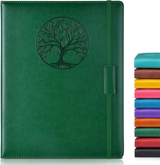 Biuwory Lined Journal Notebook for Women Men,256 Pages A4 Large Hardcover Leather Journals for Writing,Travel,Business,Work,School,College Ruled Notebooks for Note Taking, Diary Notepad 8.6"×11"