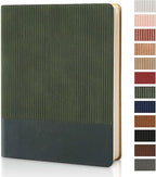 TSFPapier Lined Journal Notebook for Work College Ruled Note Book 7.2"x9.6" B5 PU Leather Daily Journaling 160 Pages for Women Men Writing Home School Supplies Business (Dark Green)