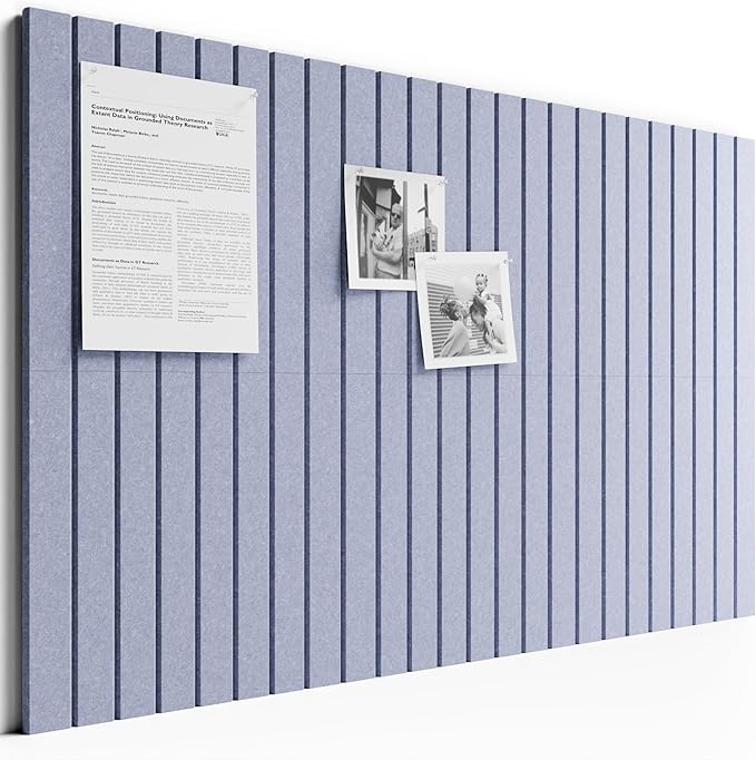 Bumusty Large Cork Board Alternative-36 x24 Felt Bulletin Board Tiles, with 30 Pushpins, 40 Adhesive Tabs, 6-Pack Slat Wall Paneling, Cork Boards for Office Push Pin Board Felt Board-Soft Periwinkle