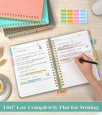 Spiral Notebook Journal with Removable Dividers Tabs, 300 Pages Hardcover Leather 5 Subject College Ruled Notebook, 6.1"x8.2" Large A5 Lined Journal for Women Men Spiral Notebook for Work School,Teal